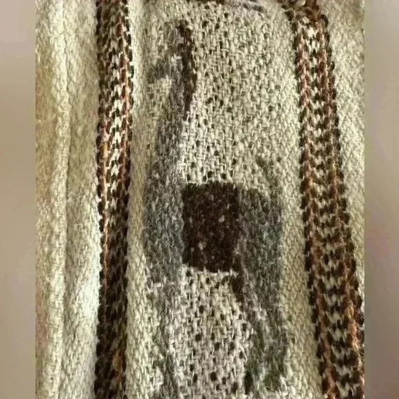 Vintage Women’s Sz L Cream Wool Button-up Jacket Alpaca Native Western Design - Picture 11 of 14